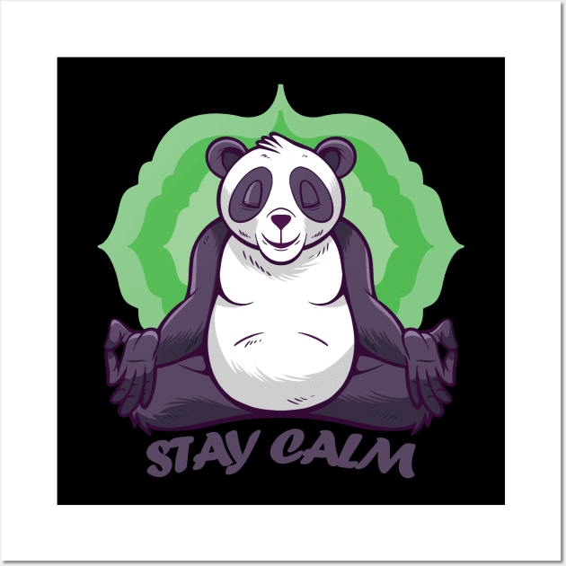 Funny panda meditation cute graphic, Lovely yoga fitness workout gym training cartoon, Men Women Wall Art by Luxera Wear